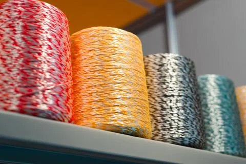 Coils with multi-colored cords. Stock Photos