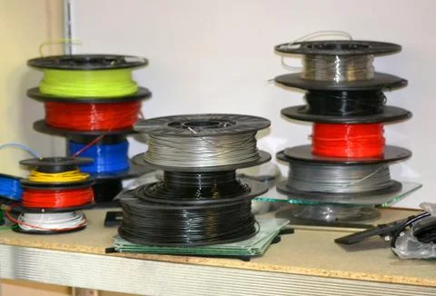 Coils with plastic for 3d printer Foto stock
