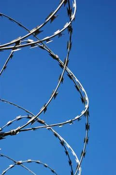 Coils of razor wire Stock Photos