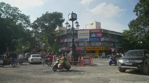 Coimbatore, India - 01/05/2024: Panoramic view of Clock Tower DB road Stock Footage 260872062