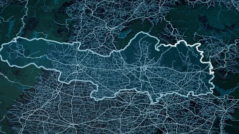Coimbatore India Glowing Digital Map Animation 4K Stock Footage 337525205