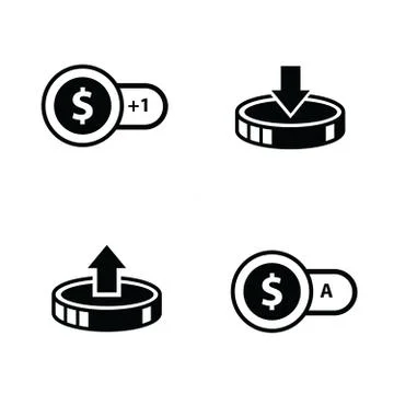 Coin and bubbles icon 4 styles. Illustrazione stock