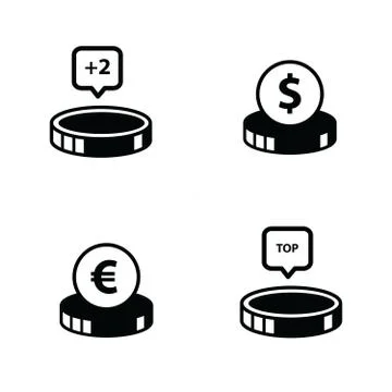 Coin and bubbles icon set vectors design Stock Illustration