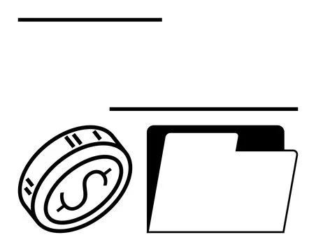 Coin and Folder Combo Representing Financial Documents and Data Management Stock Illustration