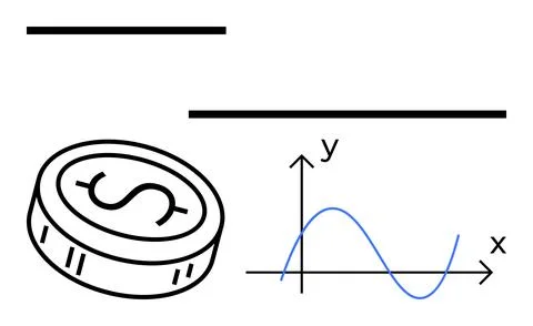 Coin and Graph Analysis with Annotations for Financial Data and Market Trends Illustrazione stock