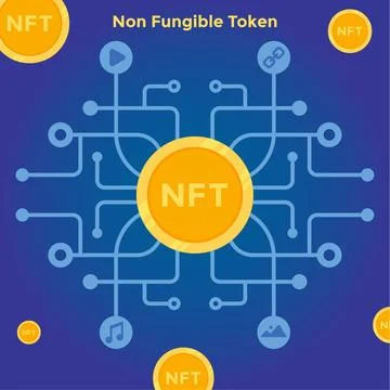 The Coin and Its Complex Network. NFT graphic asset. Flat vector illustration Stock Illustration