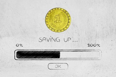 Coin and progress bar loading, saving process Stock Illustration