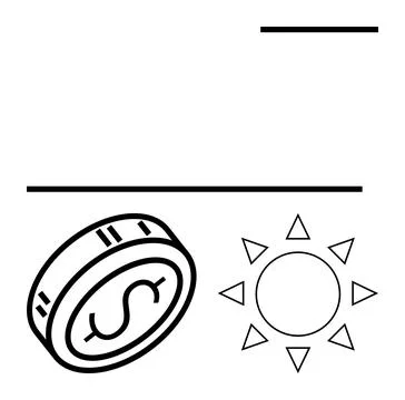 Coin and Sun Icon Representing Financial Growth and Renewable Energy Stock Illustration