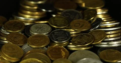 Coin background shot in macro mode. Stock Photos
