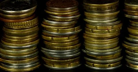 Coin background shot in macro mode. Stock Photos