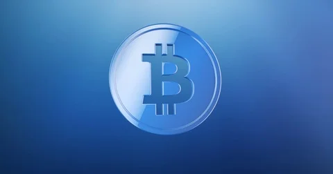 Coin Bitcoin Blue 3d Icon Stock Footage 71351789