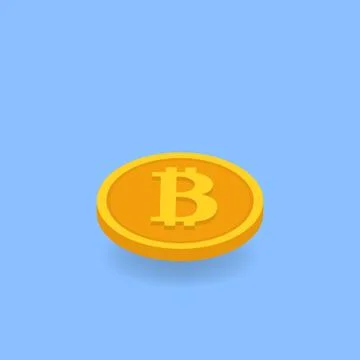 Coin bitcoin on a blue background. Stock Illustration