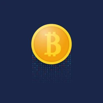 Coin bitcoin on a blue background. Stock Illustration