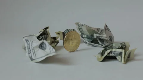 Coin bitcoin close up. Stock Footage 86796417