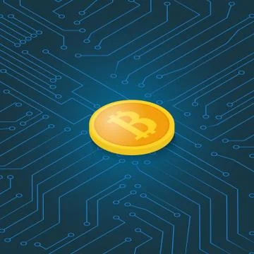 Coin bitcoin on a computer chip. Stock-Illustration