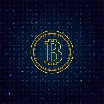 Coin bitcoin on a digital abstract background. Stock Illustration