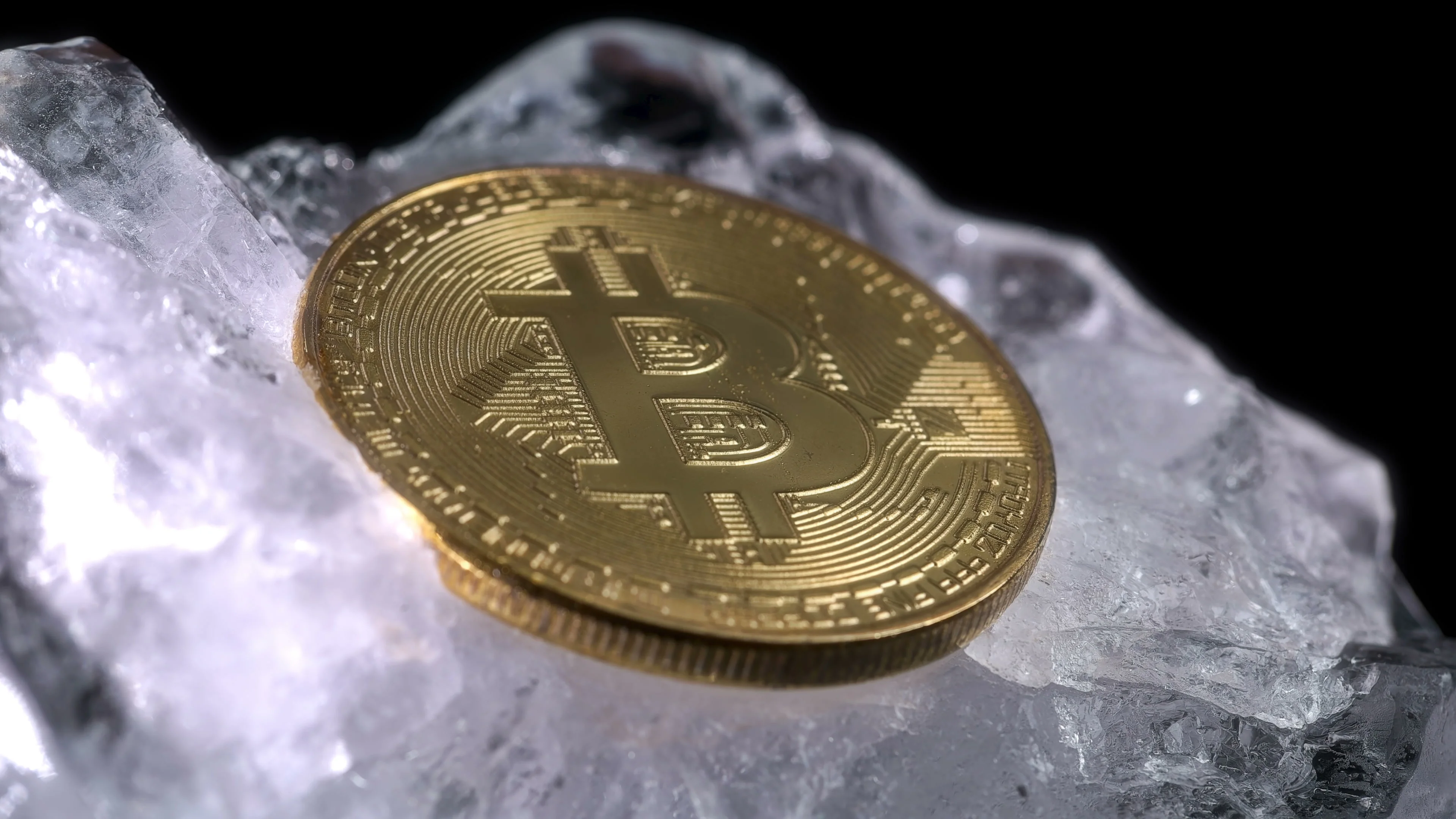 Coin Bitcoin Frozen In Transparent Ice Stock Video Pond5