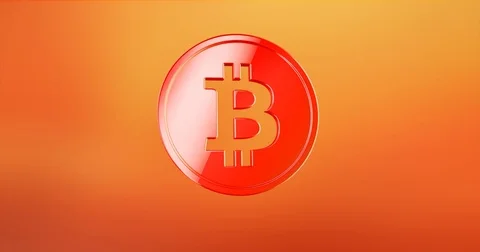 Coin Bitcoin Red 3d Icon Stock Footage 71351798
