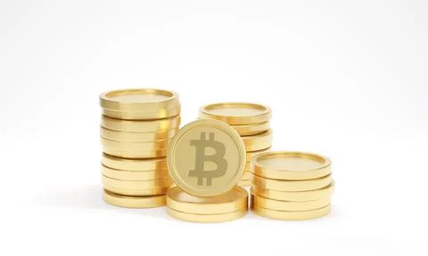 Coin bitcoin stacks on white background. Cryptocurrency or electronic payment Stock Illustration