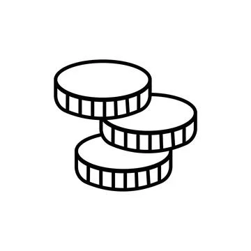 Coin black vector icon isolated on a white background Stock Illustration