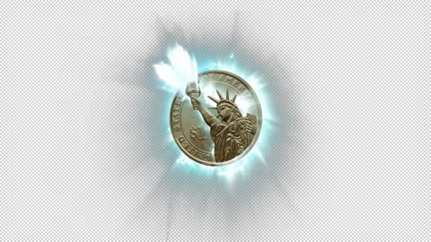Coin with blue glow alpha Stock Footage 261423770