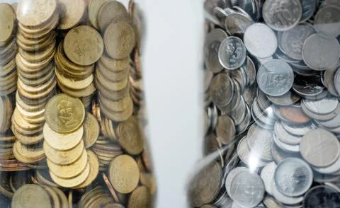 Coin on box Stock Photos