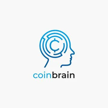 Coin Brain Smart Analyst Logo Design Stock Illustration