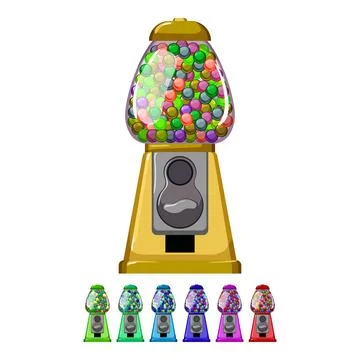 Coin bubblegum machine cartoon vector graphic Stock Illustration