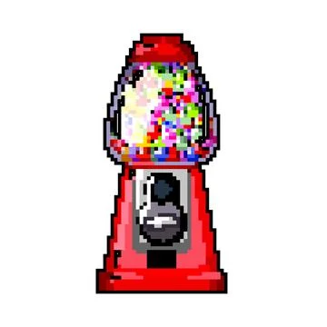 Coin bubblegum machine game pixel art vector illustration Ilustração Stock