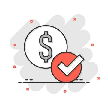 Coin check mark icon in comic style. Money approval cartoon vector illustra.. 스톡 일러스트