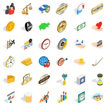 Coin circle icons set, isometric style イラスト素材