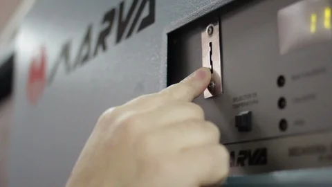 Coin in a Clean Machine Stock Footage 97179683