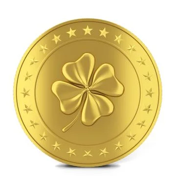 Coin with clover Stock Illustration