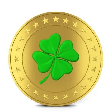 Coin with clover Stock Illustration