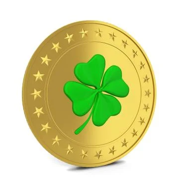Coin with clover Stock Illustration