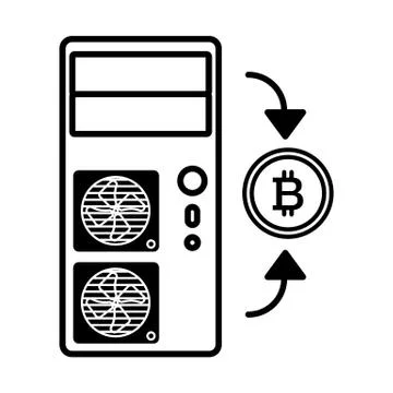 Coin, computer, bitcoin line icon. vector illustration isolated on white Illustrazione stock