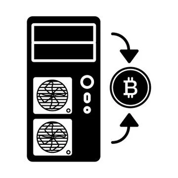 Coin, computer, bitcoin solid icon. vector illustration isolated on white. glyph Illustrazione stock