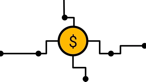 Coin Connected in Network Stock Footage 335815001