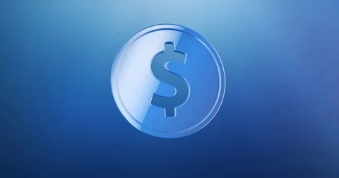 Coin Dollar Blue 3d Icon Stock Footage 71351253