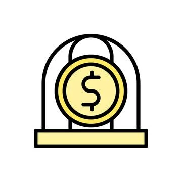 Coin dollar cell icon. Simple color with outline vector elements of bankruptcy Ilustración de archivo