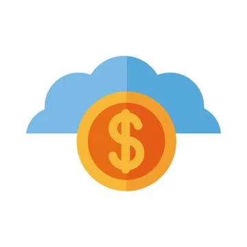 Coin dollar in cloud computing payment online flat style Stock Illustration