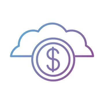 Coin dollar in cloud computing payment online line degradient style Stock Illustration