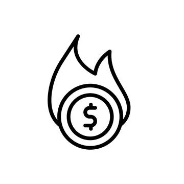 Coin dollar fire icon. Simple line, outline vector elements of bankruptcy icons Stock Illustration