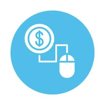 Coin dollar with mouse block style Stock Illustration