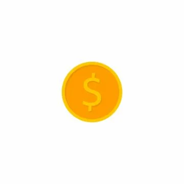 Coin, Dollar, No background, Vector, Flat icon Stock Illustration