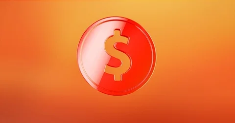 Coin Dollar Red 3d Icon 動画素材 71351307