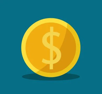 Coin with dollar simple icon Stock Illustration