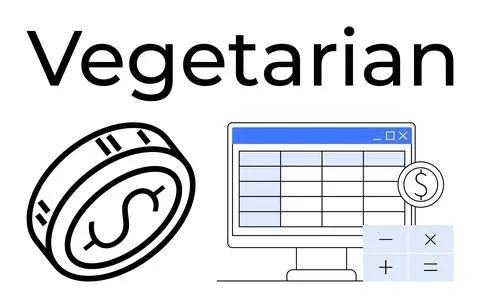 Coin with dollar symbol next to computer monitor displaying a spreadsheet and Stock Illustration