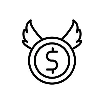 Coin dollar wings icon. Simple line, outline vector elements of bankruptcy icons Ilustración de archivo