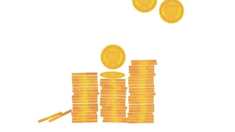 A coin dropping into a coin stack animation. Financials and savings concept moti Stock Footage 318592288